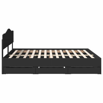vidaXL Bettrahmen mit Schubladen Schwarz 200 x 200 cm Ingenieurs Holz