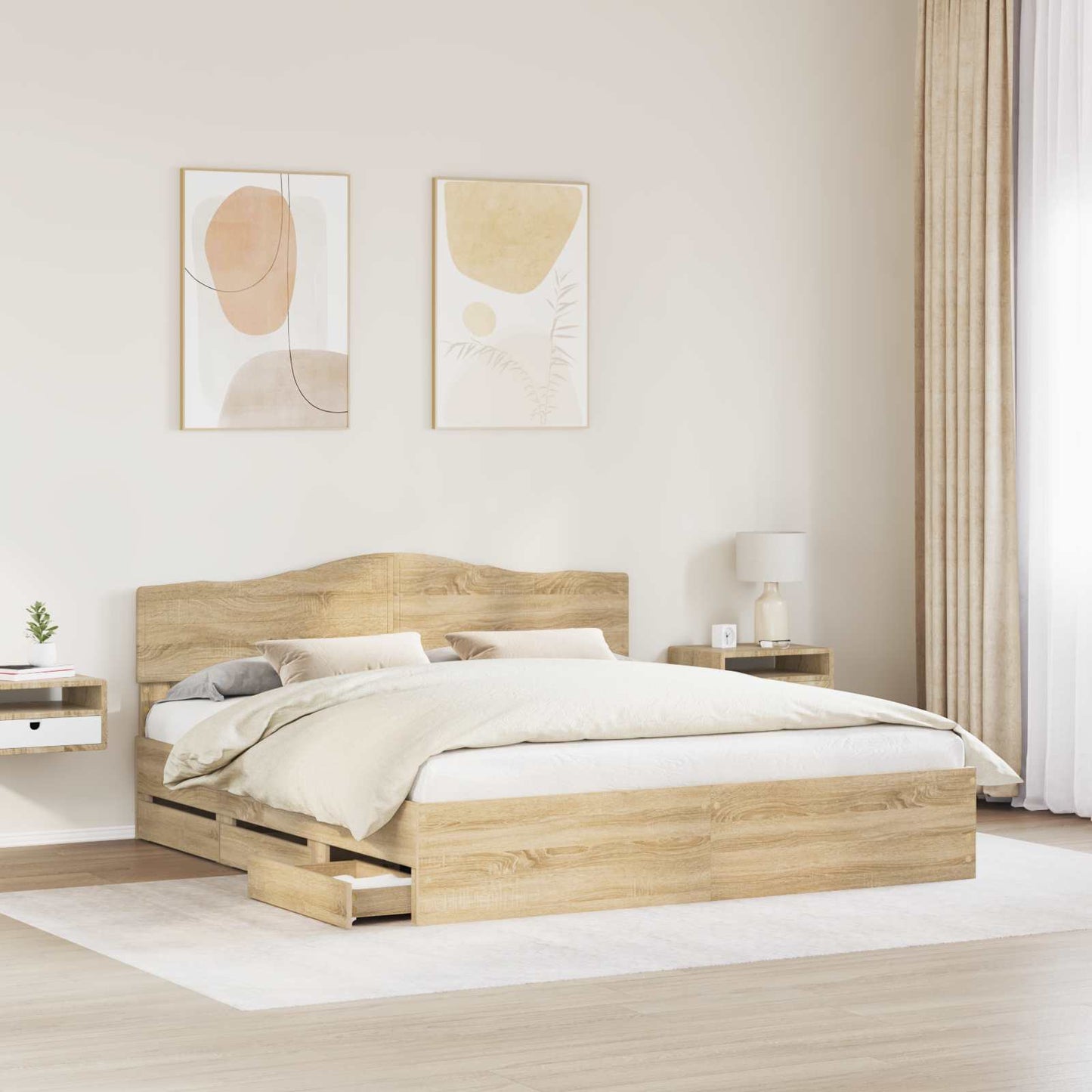 vidaXL Bettrahmen Sonoma-Eiche 200 x 200 cm Ingenieurs Holz