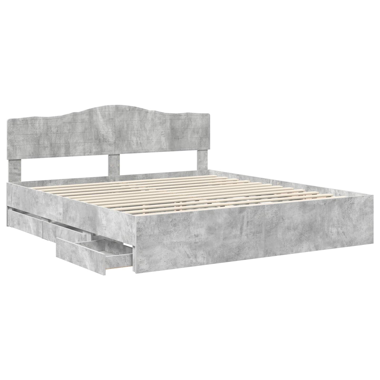 vidaXL Bettrahmen mit Kopfteil Beton Grau 200 x 200 cm Ingenieurs Holz