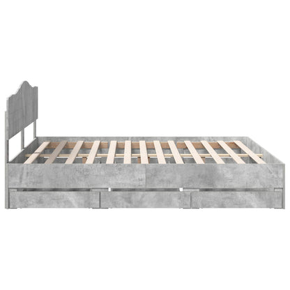 vidaXL Bettrahmen mit Kopfteil Beton Grau 200 x 200 cm Ingenieurs Holz