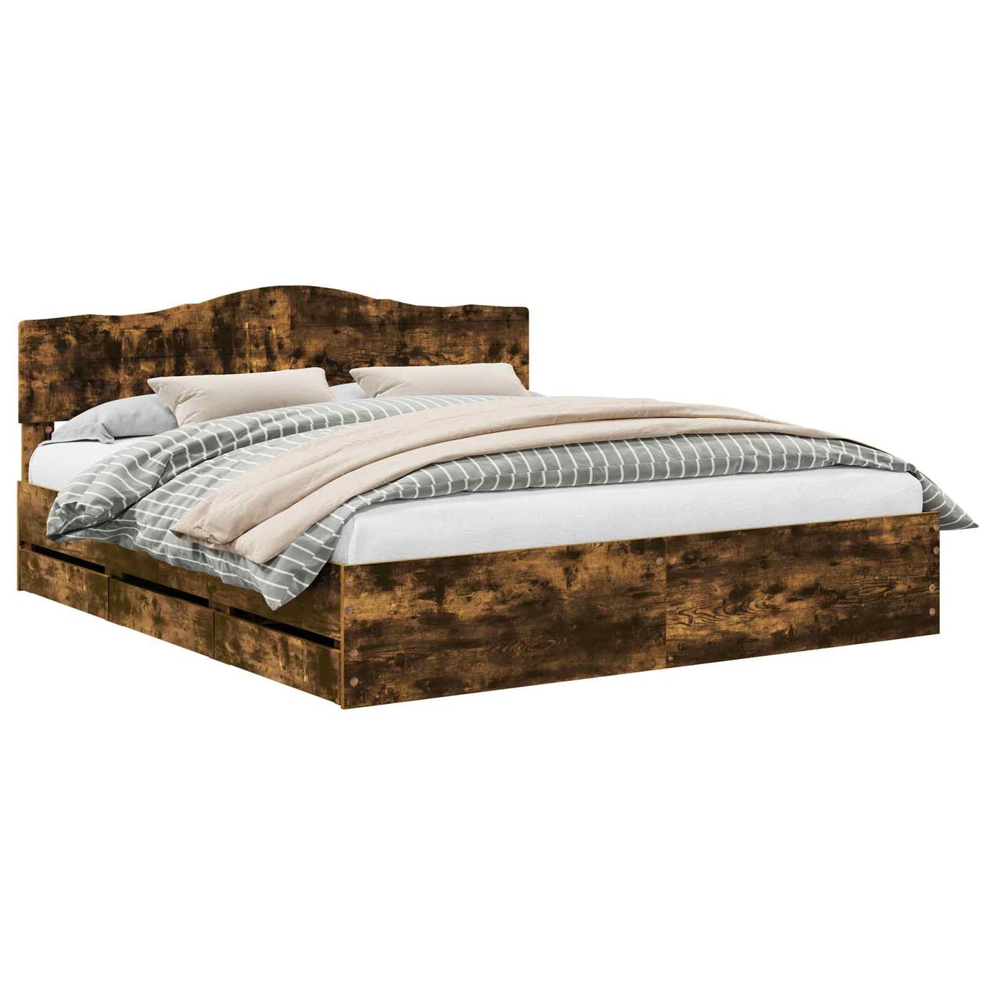 Bettrahmen Geräucherte Eiche 200 x 200 cm Ingenieurs Holz