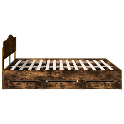 Bettrahmen Geräucherte Eiche 200 x 200 cm Ingenieurs Holz