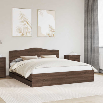 vidaXL Bettrahmen Braun Eichen-Optik 200 x 200 cm Ingenieurs Holz