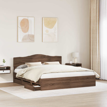 vidaXL Bettrahmen Braun Eichen-Optik 200 x 200 cm Ingenieurs Holz