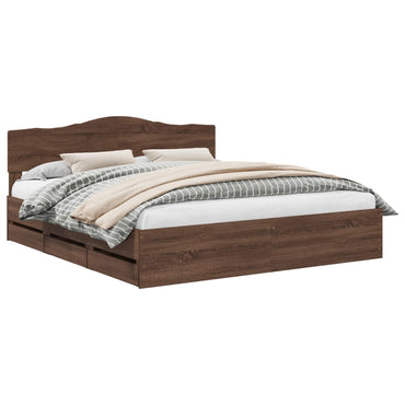 vidaXL Bettrahmen Braun Eichen-Optik 200 x 200 cm Ingenieurs Holz