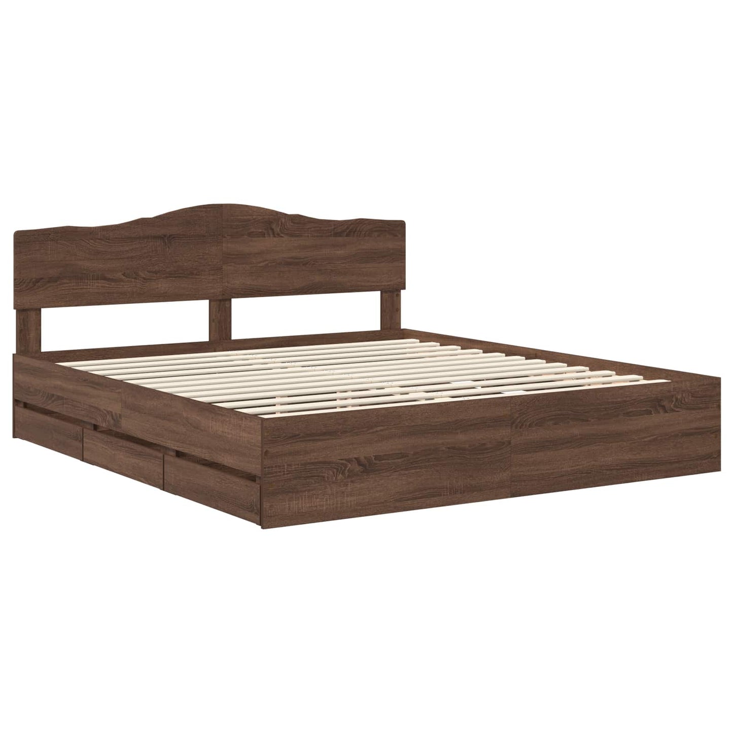 vidaXL Bettrahmen Braun Eichen-Optik 200 x 200 cm Ingenieurs Holz