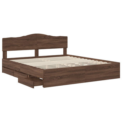 vidaXL Bettrahmen Braun Eichen-Optik 200 x 200 cm Ingenieurs Holz