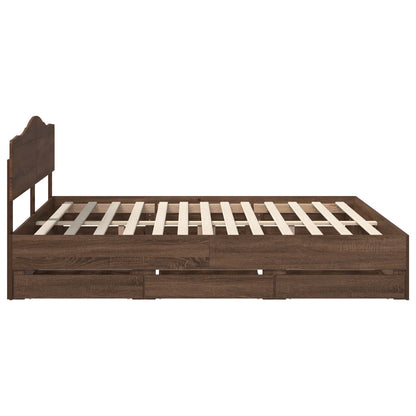 vidaXL Bettrahmen Braun Eichen-Optik 200 x 200 cm Ingenieurs Holz