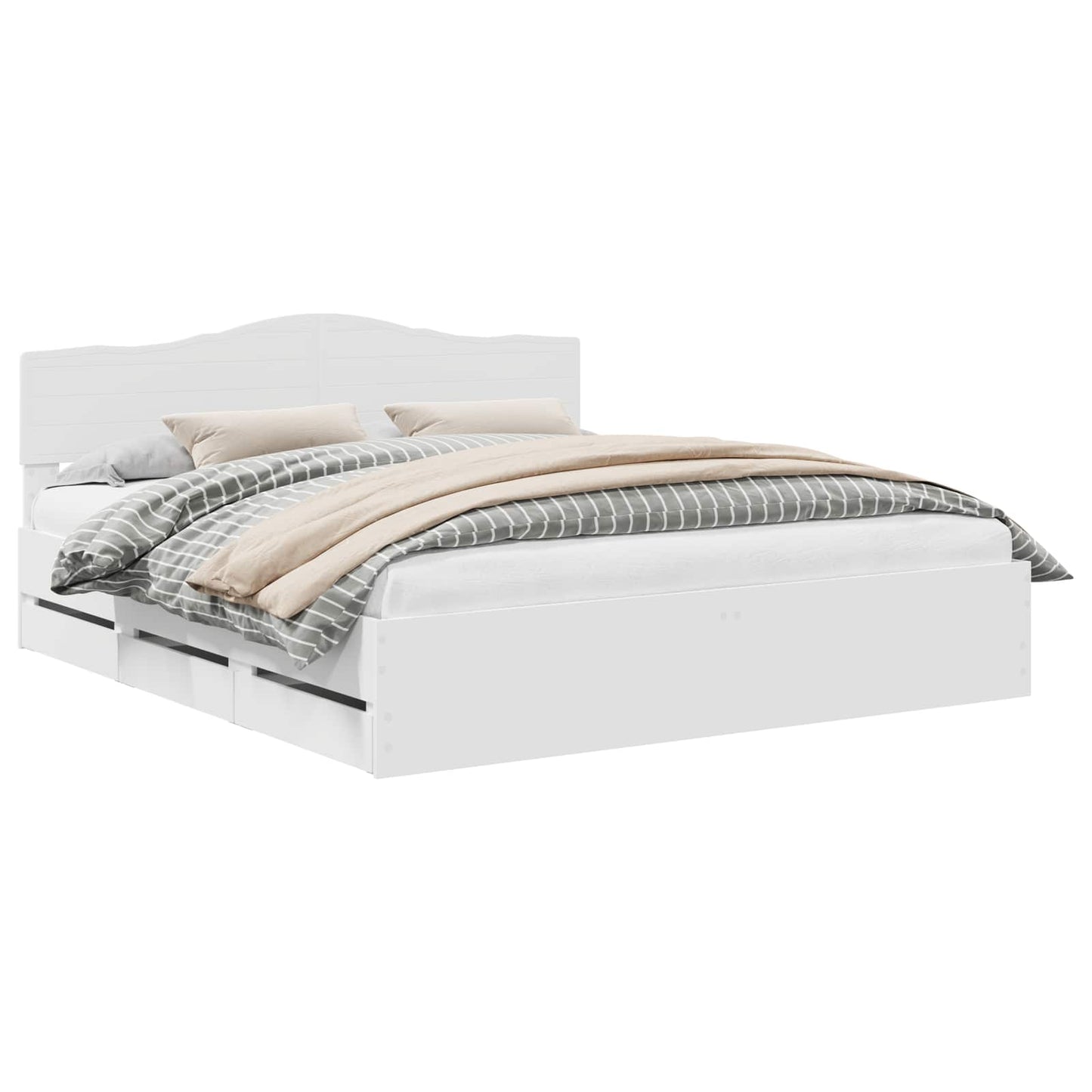Bettrahmen mit Schubladen Weiß 180 x 200 cm Ingenieurs Holz