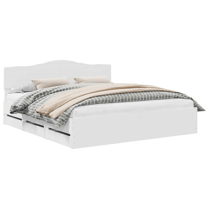 Bettrahmen mit Schubladen Weiß 180 x 200 cm Ingenieurs Holz