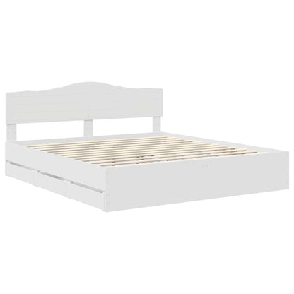 Bettrahmen mit Schubladen Weiß 180 x 200 cm Ingenieurs Holz