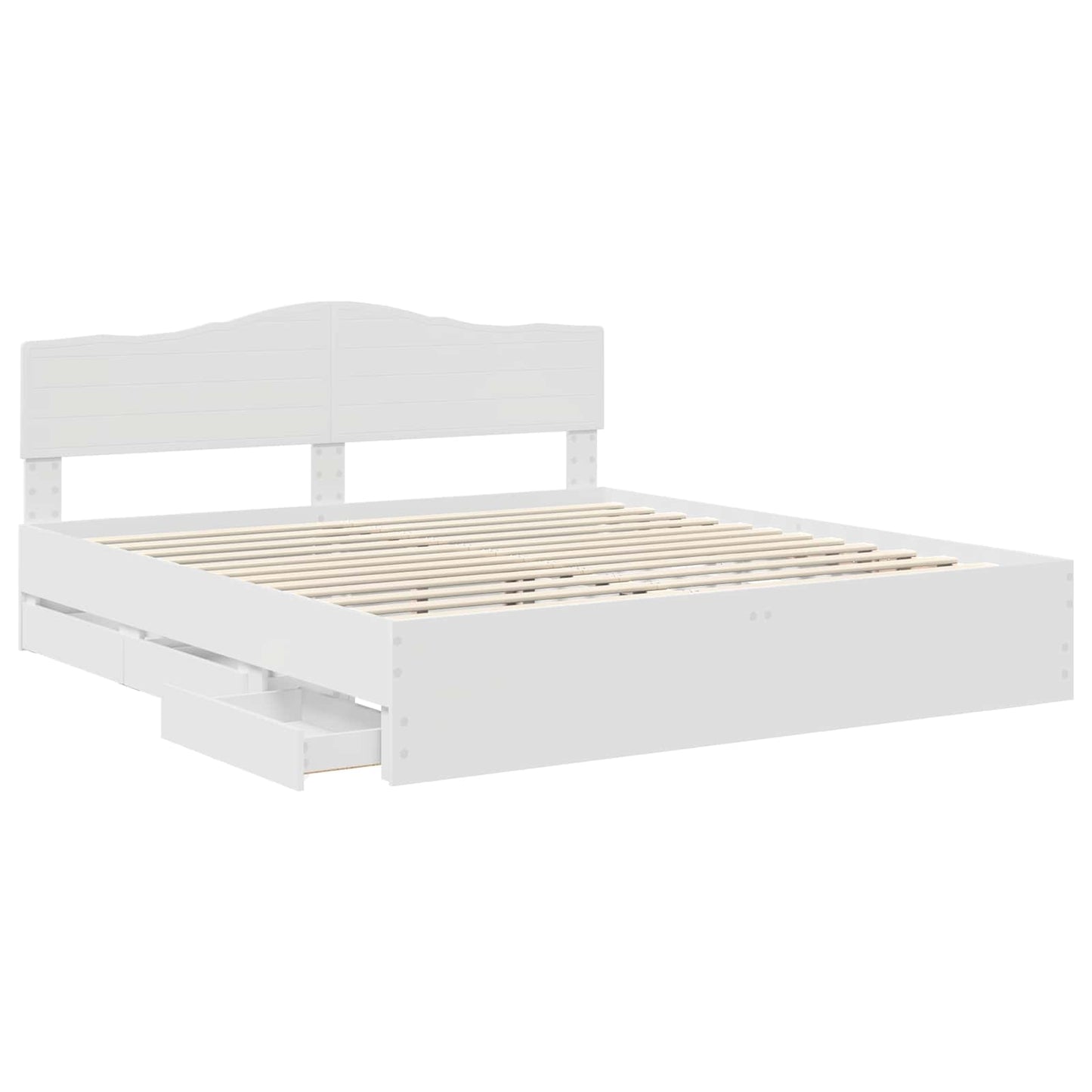 Bettrahmen mit Schubladen Weiß 180 x 200 cm Ingenieurs Holz