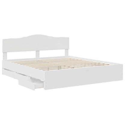 Bettrahmen mit Schubladen Weiß 180 x 200 cm Ingenieurs Holz