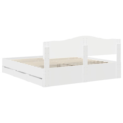 Bettrahmen mit Schubladen Weiß 180 x 200 cm Ingenieurs Holz