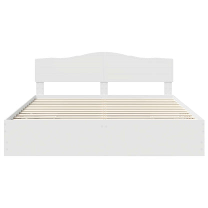 Bettrahmen mit Schubladen Weiß 180 x 200 cm Ingenieurs Holz