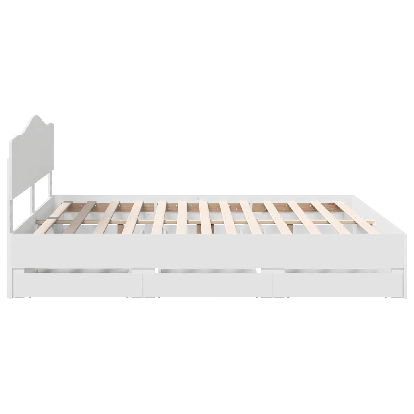Bettrahmen mit Schubladen Weiß 180 x 200 cm Ingenieurs Holz