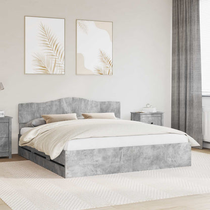 vidaXL Cadre de lit avec tête de lit Gris Ciment 180 x 200 cm Bois d'ingénierie