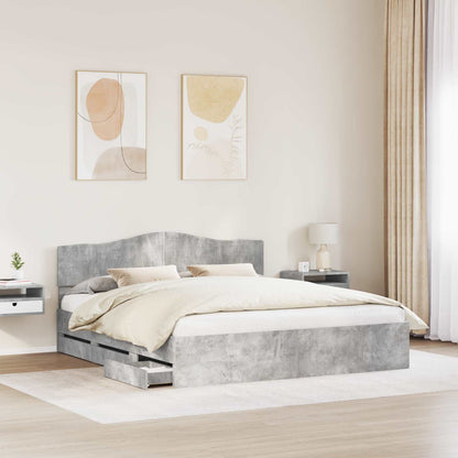 vidaXL Cadre de lit avec tête de lit Gris Ciment 180 x 200 cm Bois d'ingénierie