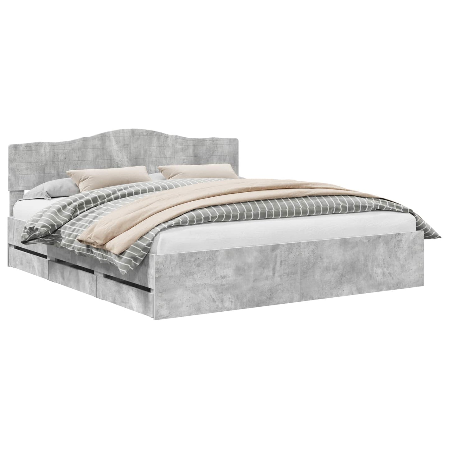 vidaXL Cadre de lit avec tête de lit Gris Ciment 180 x 200 cm Bois d'ingénierie