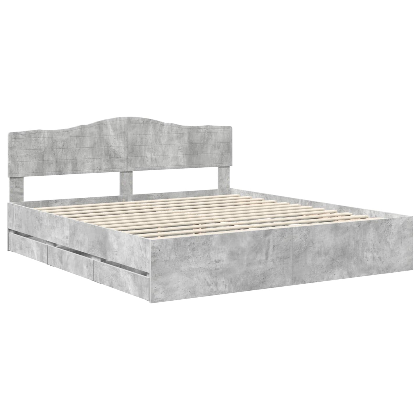 vidaXL Cadre de lit avec tête de lit Gris Ciment 180 x 200 cm Bois d'ingénierie