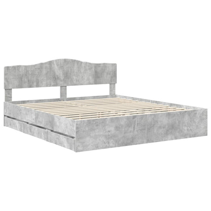 vidaXL Cadre de lit avec tête de lit Gris Ciment 180 x 200 cm Bois d'ingénierie