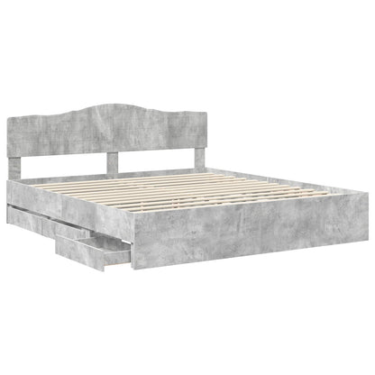 vidaXL Cadre de lit avec tête de lit Gris Ciment 180 x 200 cm Bois d'ingénierie