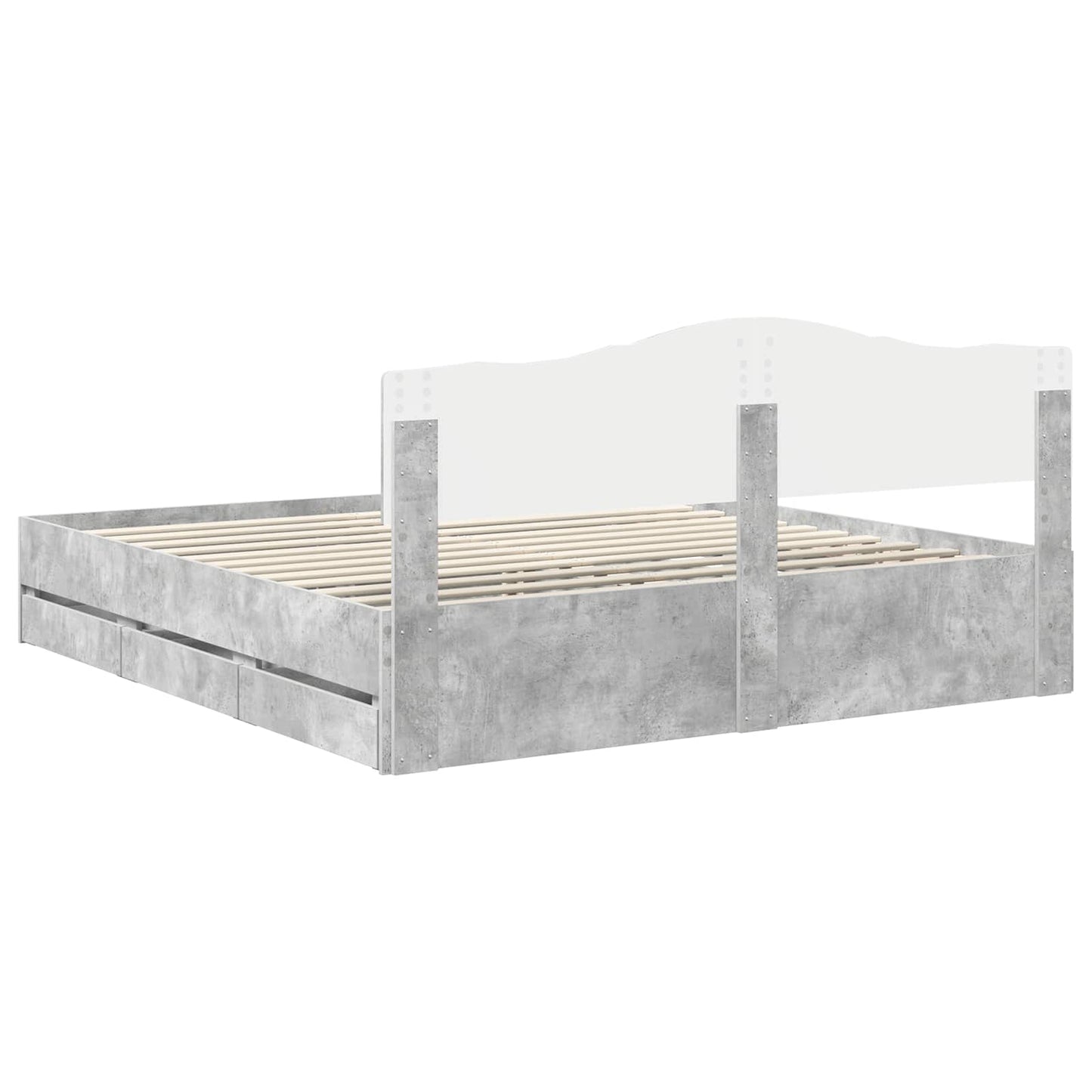 vidaXL Cadre de lit avec tête de lit Gris Ciment 180 x 200 cm Bois d'ingénierie
