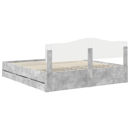 vidaXL Cadre de lit avec tête de lit Gris Ciment 180 x 200 cm Bois d'ingénierie