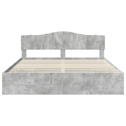 vidaXL Cadre de lit avec tête de lit Gris Ciment 180 x 200 cm Bois d'ingénierie