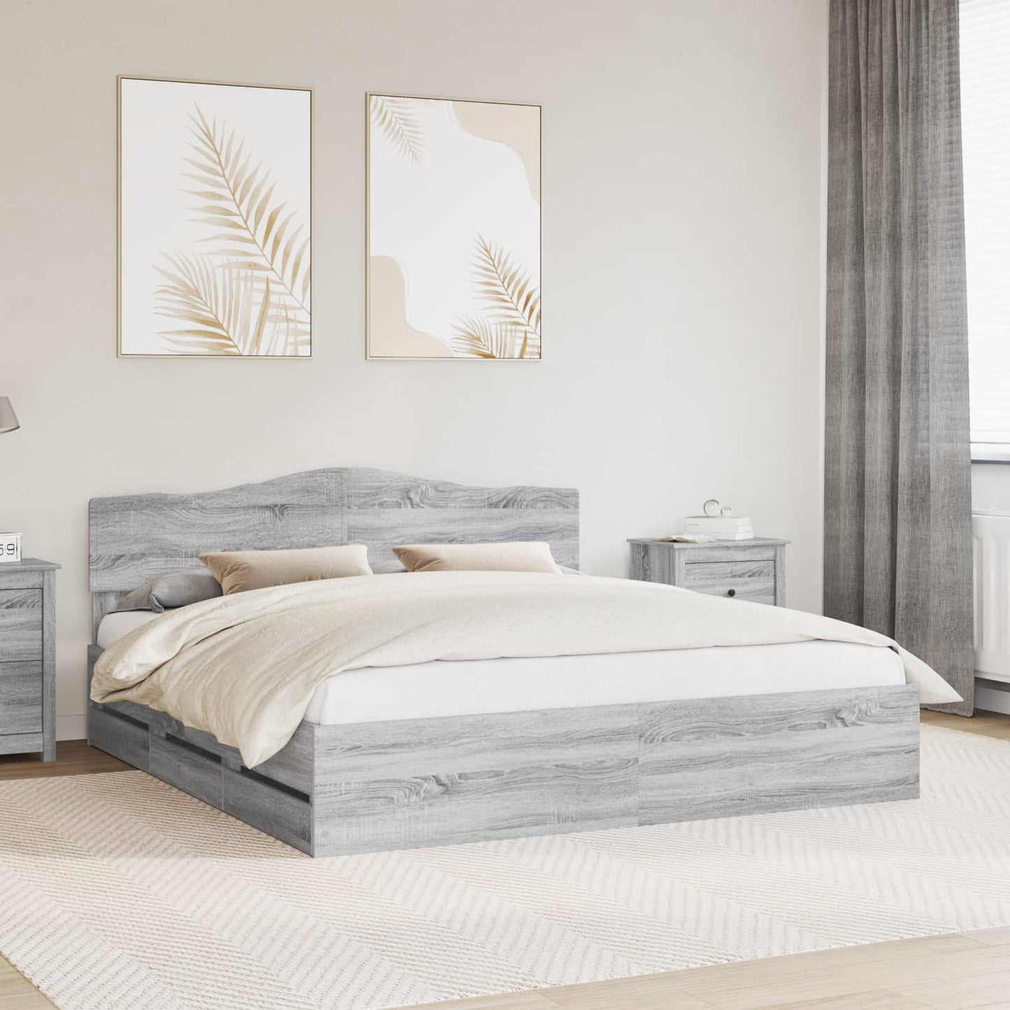 vidaXL Bettrahmen Graues Sonoma 180 x 200 cm Ingenieurs Holz