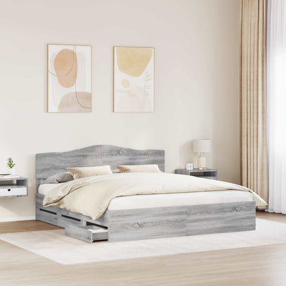 vidaXL Bettrahmen Graues Sonoma 180 x 200 cm Ingenieurs Holz