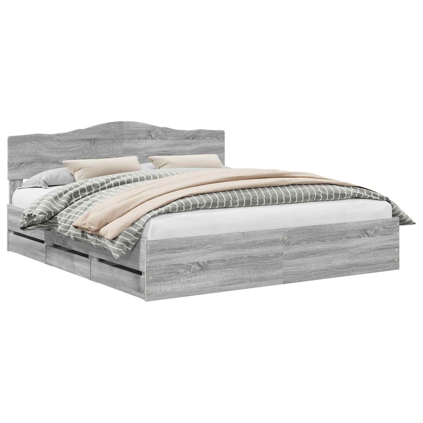 vidaXL Bettrahmen Graues Sonoma 180 x 200 cm Ingenieurs Holz