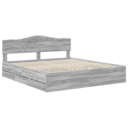 vidaXL Bettrahmen Graues Sonoma 180 x 200 cm Ingenieurs Holz