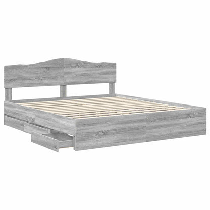 vidaXL Bettrahmen Graues Sonoma 180 x 200 cm Ingenieurs Holz