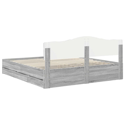 vidaXL Bettrahmen Graues Sonoma 180 x 200 cm Ingenieurs Holz