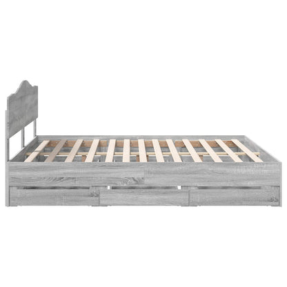 vidaXL Bettrahmen Graues Sonoma 180 x 200 cm Ingenieurs Holz