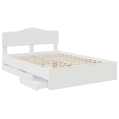 Bettrahmen mit Schubladen Weiß 160 x 200 cm Ingenieurs Holz