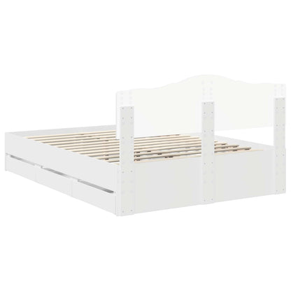 Bettrahmen mit Schubladen Weiß 160 x 200 cm Ingenieurs Holz