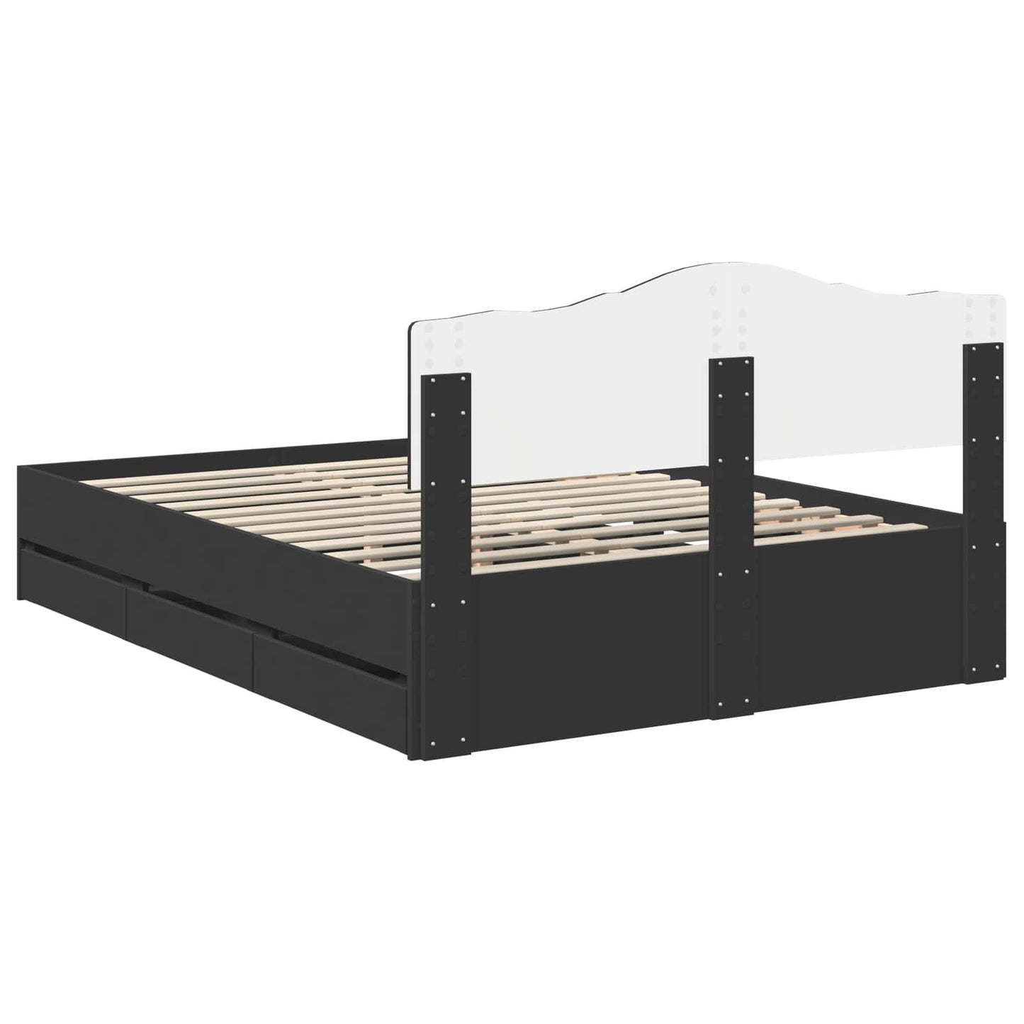 vidaXL Bettrahmen mit Schubladen Schwarz 160 x 200 cm Ingenieurs Holz