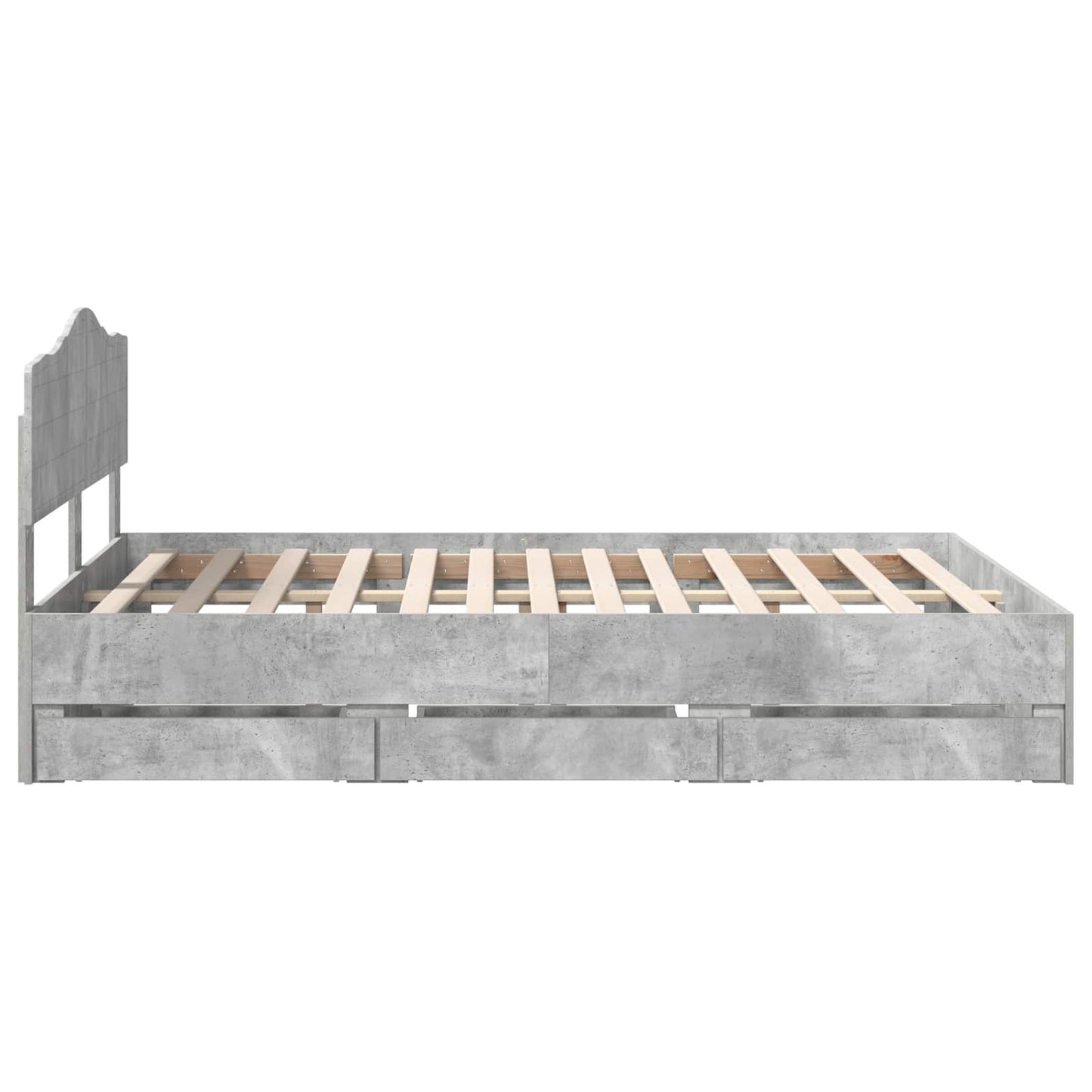 vidaXL Bettrahmen mit Kopfteil Beton Grau 160 x 200 cm Ingenieurs Holz