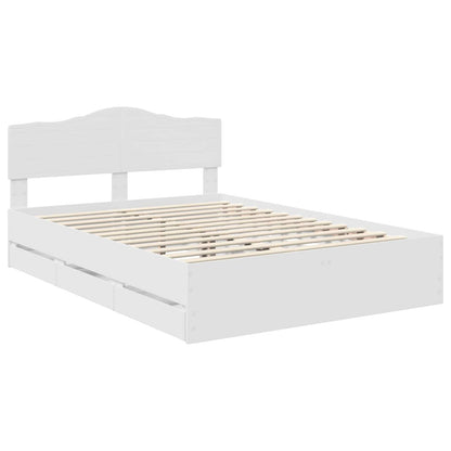vidaXL Bettrahmen mit Schubladen Weiß 150 x 200 cm Ingenieurs Holz