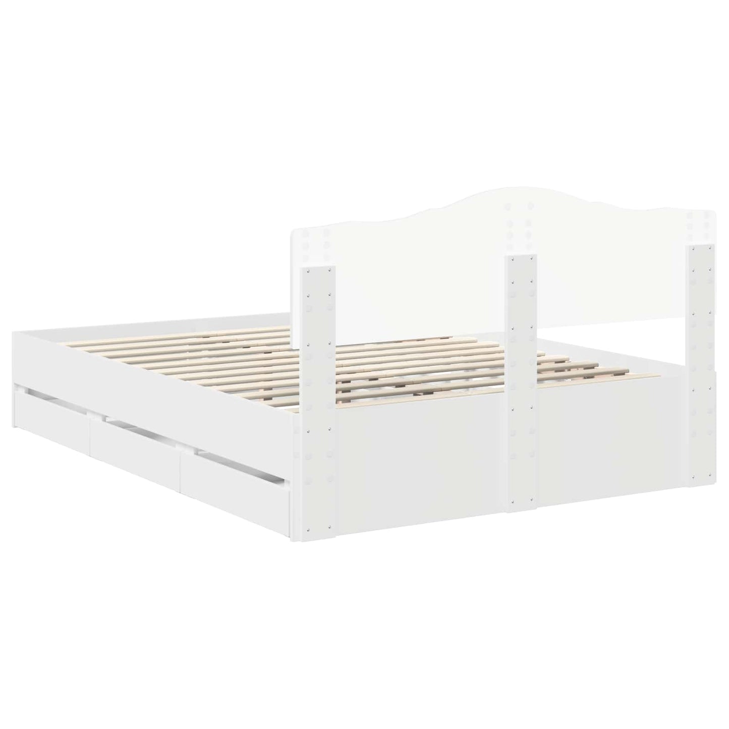 vidaXL Bettrahmen mit Schubladen Weiß 150 x 200 cm Ingenieurs Holz
