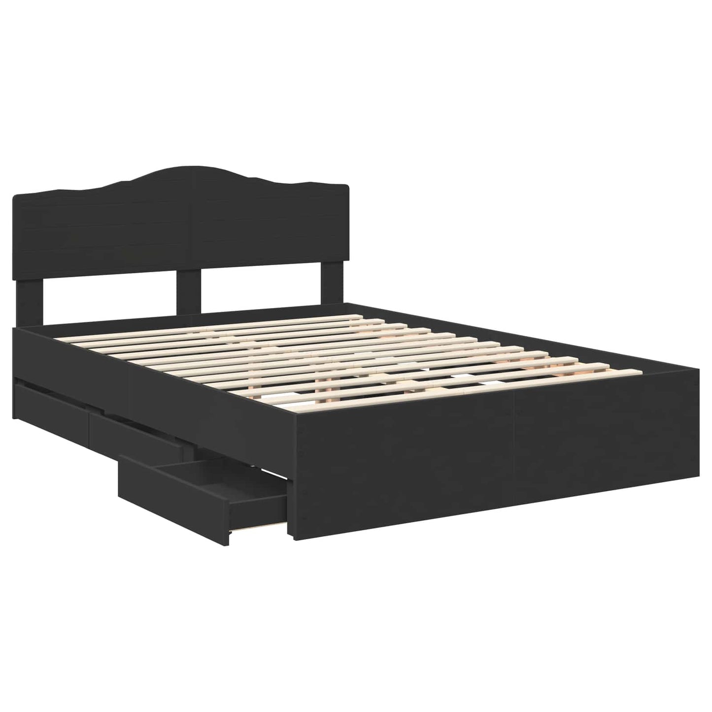 vidaXL Bettrahmen mit Schubladen Schwarz 150 x 200 cm Ingenieurs Holz