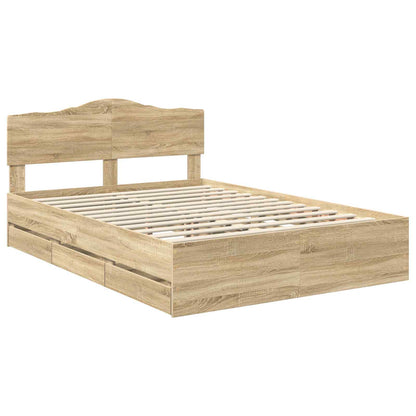 vidaXL Bettrahmen Sonoma-Eiche 150 x 200 cm Ingenieurs Holz