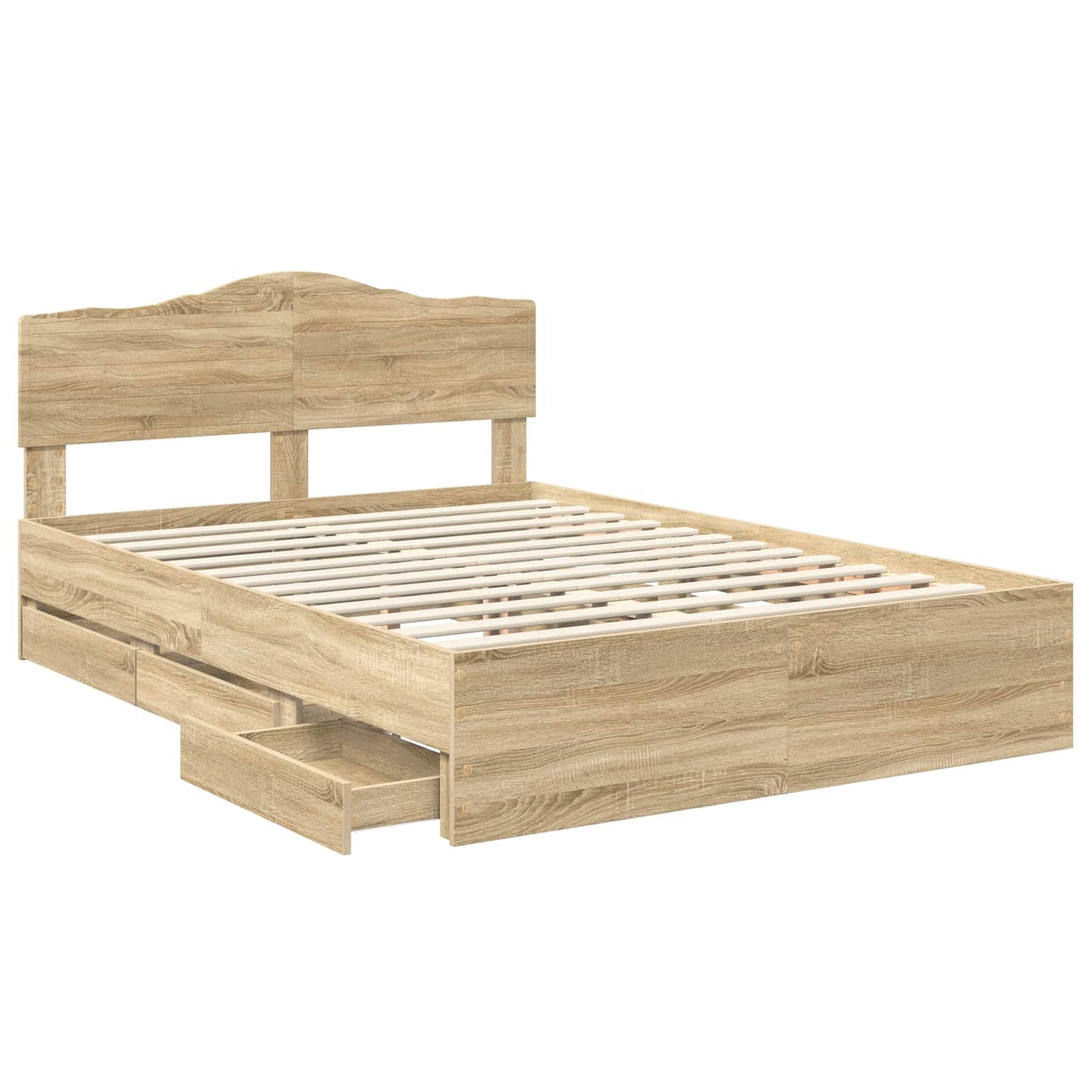 vidaXL Bettrahmen Sonoma-Eiche 150 x 200 cm Ingenieurs Holz