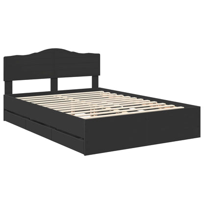 vidaXL Bettrahmen mit Schubladen Schwarz 140 x 190 cm Ingenieurs Holz