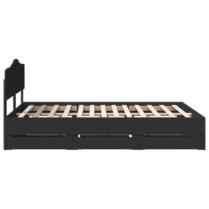 vidaXL Bettrahmen mit Schubladen Schwarz 140 x 190 cm Ingenieurs Holz