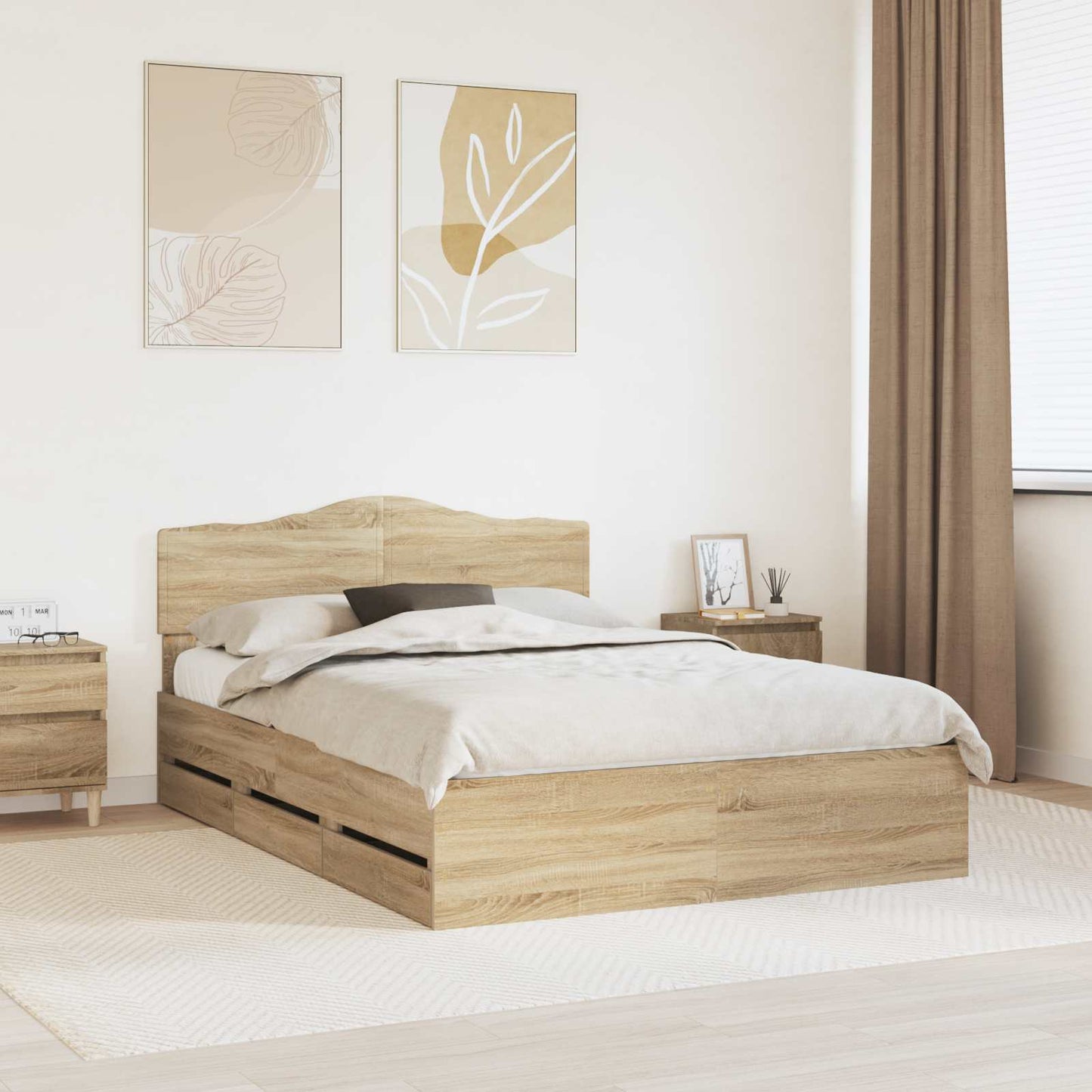 vidaXL Bettrahmen Sonoma-Eiche 140 x 190 cm Ingenieurs Holz