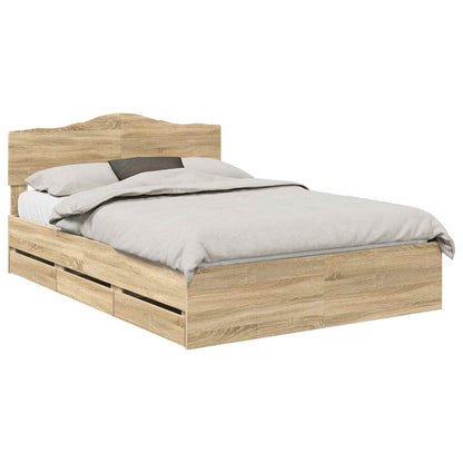 vidaXL Bettrahmen Sonoma-Eiche 140 x 190 cm Ingenieurs Holz
