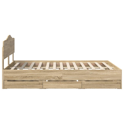 vidaXL Bettrahmen Sonoma-Eiche 140 x 190 cm Ingenieurs Holz